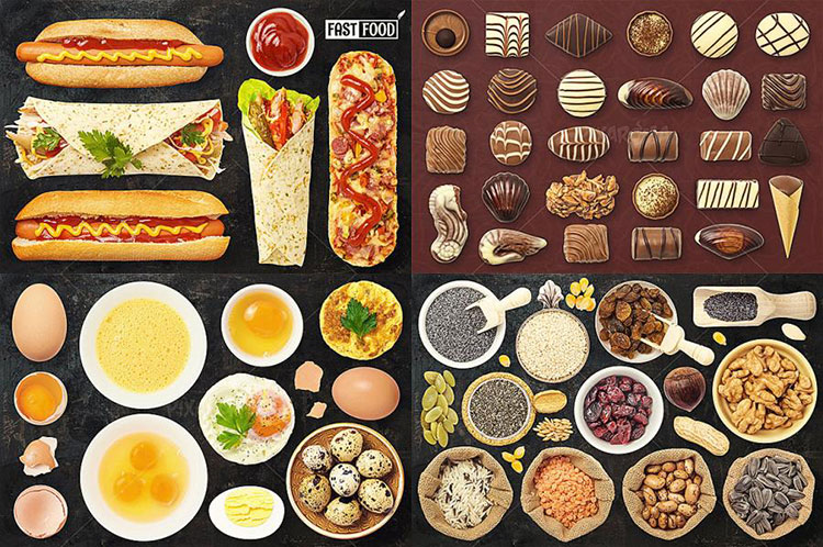 Thành phần thực phẩm, thực phẩm và khí đốt, thực phẩm phương Tây, dụng cụ nhà bếp, pizza trái cây và rau, các yếu tố thiết kế hình ảnh, vật liệu lớp PSD - Phòng bếp dung cu nha bep
