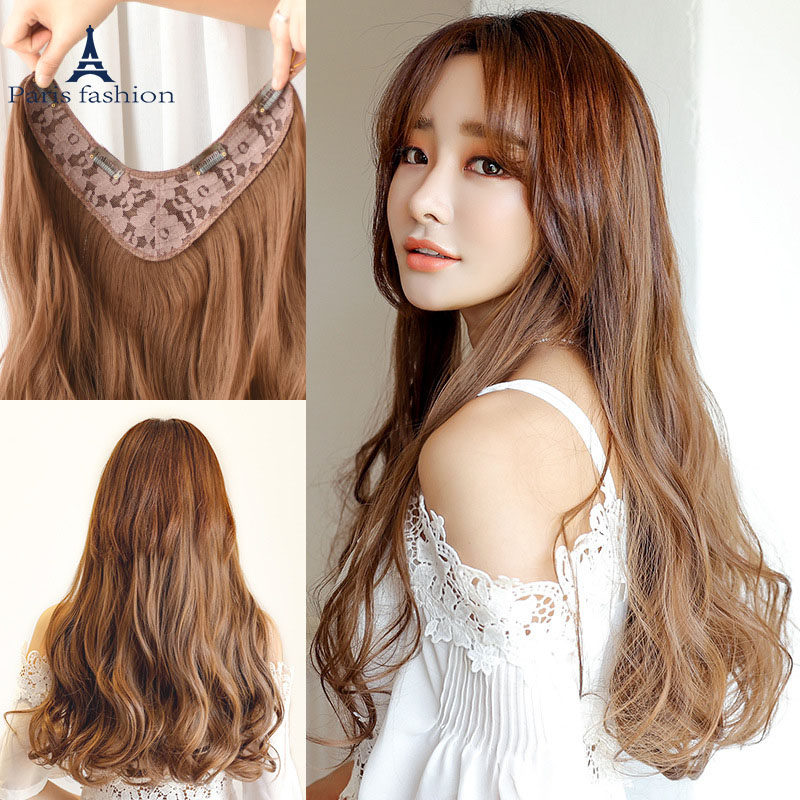 Wig woman long curly hair long straight hair One piece 2022 Fashion new U-emulated person retweeted a hair patch