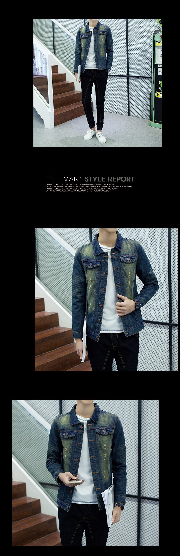 Mùa xuân của Nam Giới Cá Tính Denim Jacket Đẹp Trai Lỗ Áo Khoác Sinh Viên Retro Hàn Quốc Denim Mỏng Tops Xu Hướng