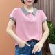 Fashionable age-reducing regular pure cotton women's commuting short-sleeved buttons