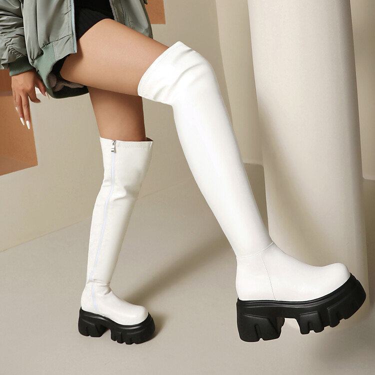 35-44 Over-The-Knee Boots for Women Winter New Fashion Sexy Leather Boots Extra Long Zipper Thigh Boots High Heel Thick Sole Boots
