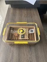 LCDH acrylic lock box cigar box humidor cedar wood tray humidifier hygrometer cedar wood chips