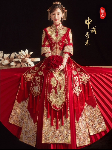 Традиционный свадебный наряд Сюхэ, зимнее свадебное платье, вечернее платье для беременных, коллекция 2023, по фигуре