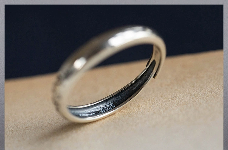 Một suy nghĩ của Thái Lan thủ công sáu chữ thần chú nam và nữ mô hình linh hồn ác mở 925 sterling bạc nhẫn nhẫn ngón tay trỏ nhẫn vàng 18k nam
