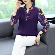 Little Submom Autumn Fashion blouses Middle-aged Lady Spring Autumn T-shirt Middle Aged Fashion Plus Fat Plus Size Shirts