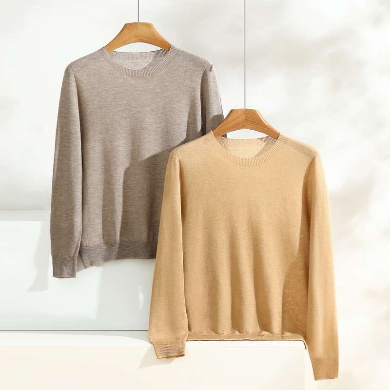 Ultra-Fine Worsted Round-Neck Wool Sweater for Women, Long-Sleeved Pullover Knitwear, Thin and Versatile Sweater, Inner Layer Base Shirt Ultra-Fine Worsted Round-Neck Wool Sweater for Women, Long-Sleeved Pullover Knitwear, Thin and Versatile Sweater, Inner Layer Base Shirt