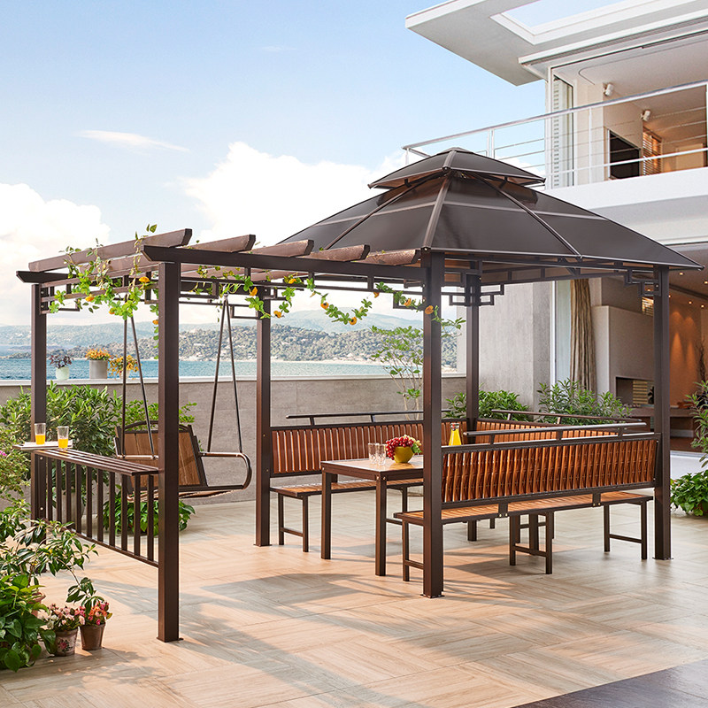 Outdoor pavilion outdoor courtyard tent four-pillar pavilion farmLeisure pavilion shade rainshade workplace tea pavilion