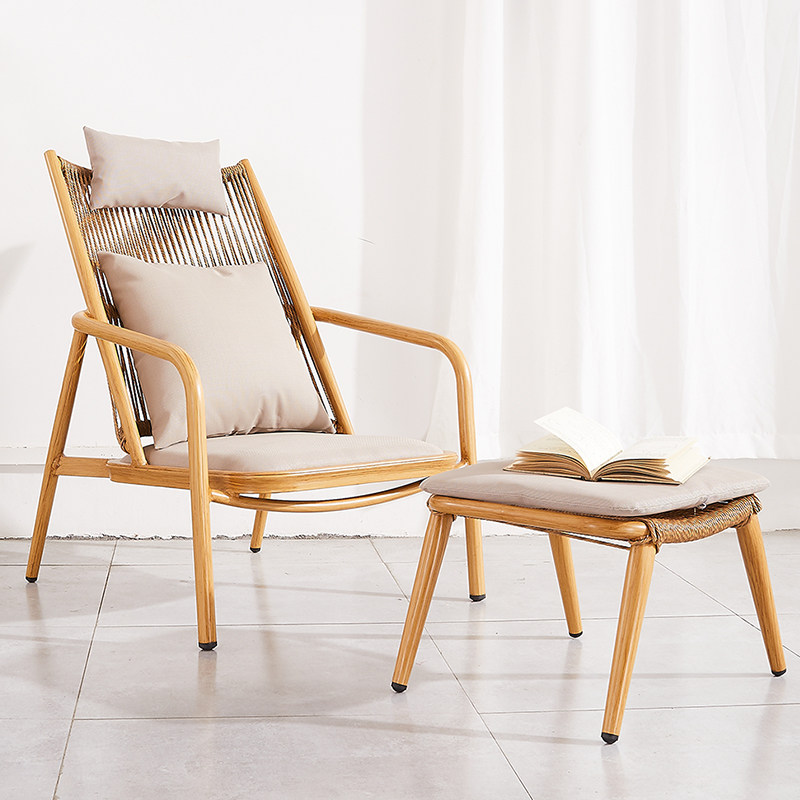 Nordic outdoor leisure rattan sofa courtyard garden rattan chair open-air outdoor creative balcony single combination high back