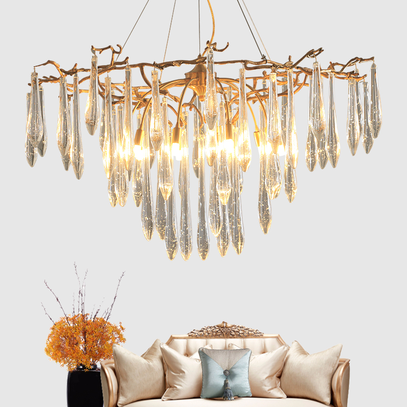 After modern light luxury chandelierVilla Lightroom Lightroom Lightroom lamp atmospheric restaurant lamp full copper crystal lamp