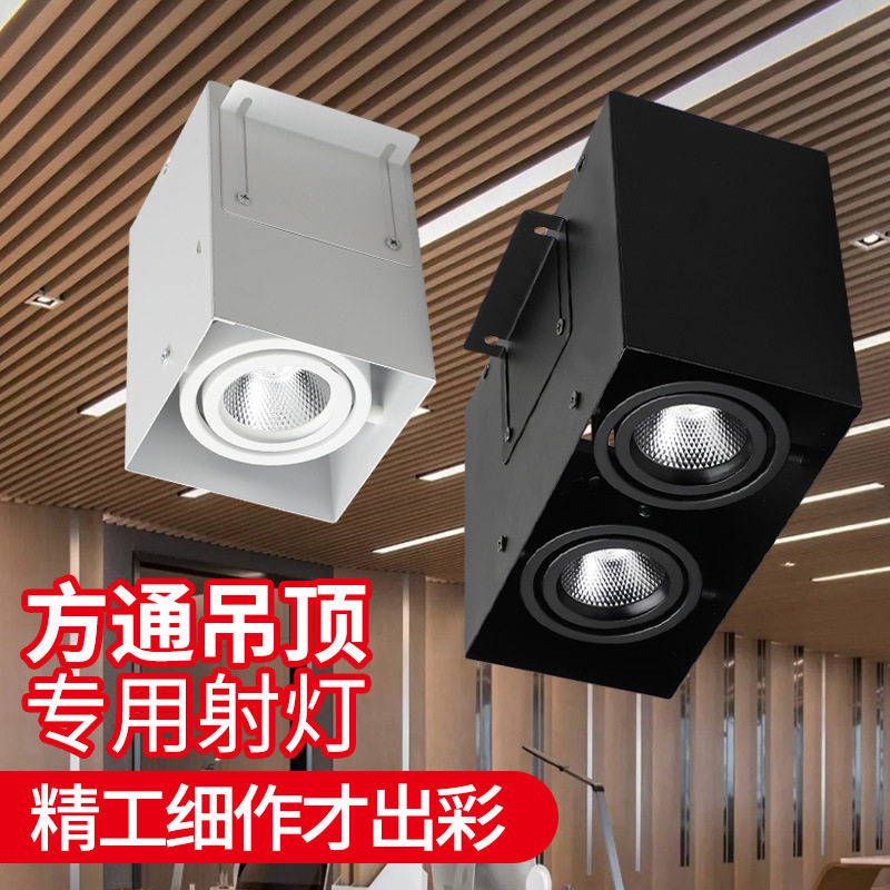 Fangtong lamp ceiling LED grille Fangtong single and double-head surface-mounted downlight spotlight COB commercial store bold lamp 15cm