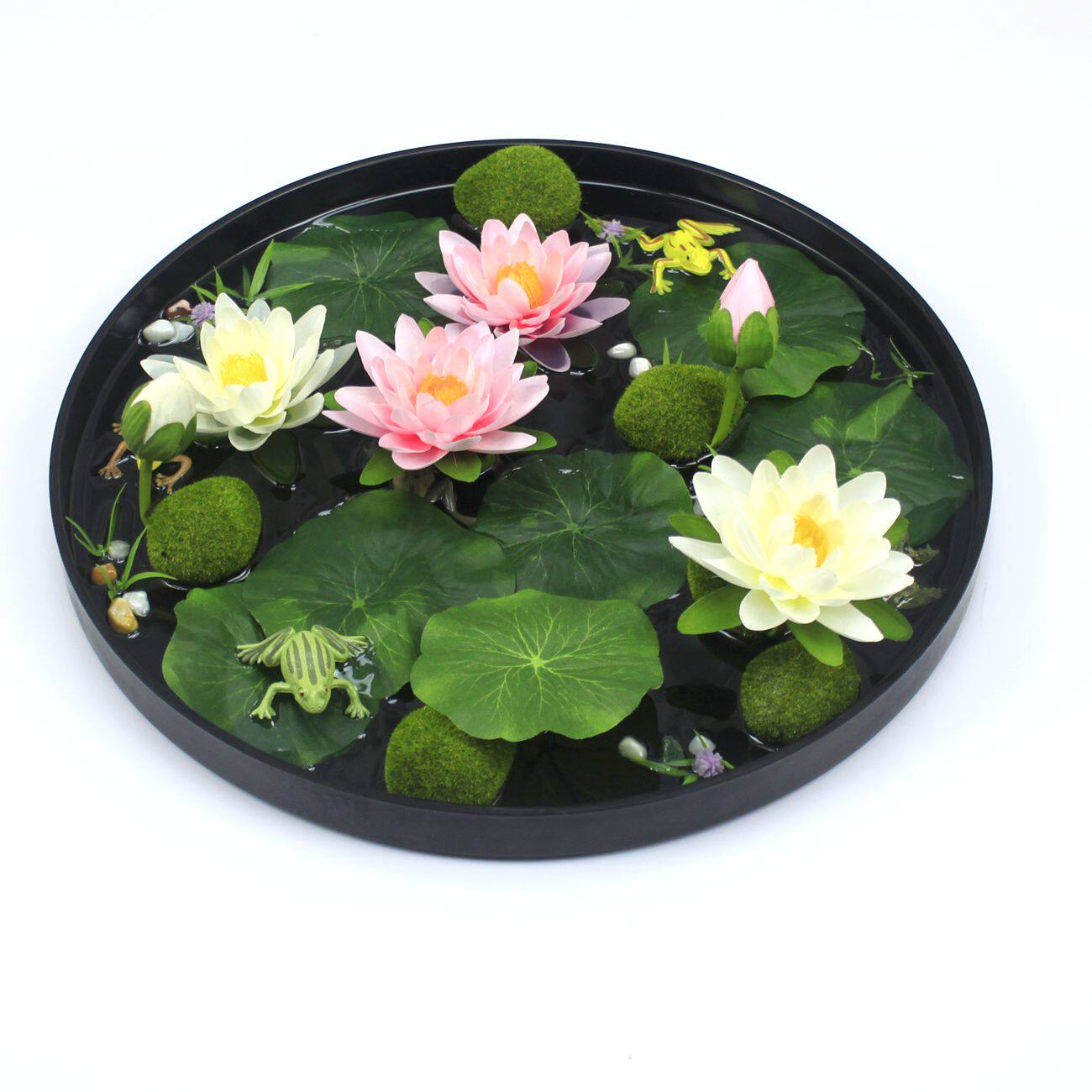 Table decoration flower lotus lotus pond moonlight plate flower TV cabinet fake flower decoration tea table with flower imitation flower Chinese style