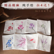 Handkerchief Hand-painted Antique Wind Handkerchief PURE COTTON FEATURED GIFT ACCESSORIES WRAP SCARVES WHITE ART 4 STRIPS OF 1 BAR