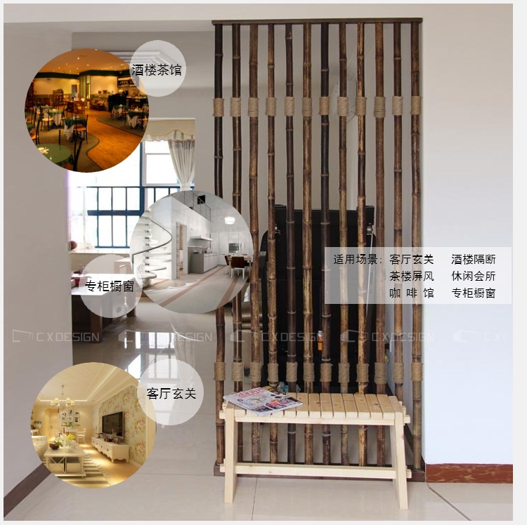 Chengxuan tùy chỉnh Nhật Bản phân vùng tre tự nhiên khách sạn cửa hàng trà nhựa móng tay tự lắp đặt màn hình hiên gỗ rắn - Màn hình / Cửa sổ vách ngăn gỗ phòng khách và bếp