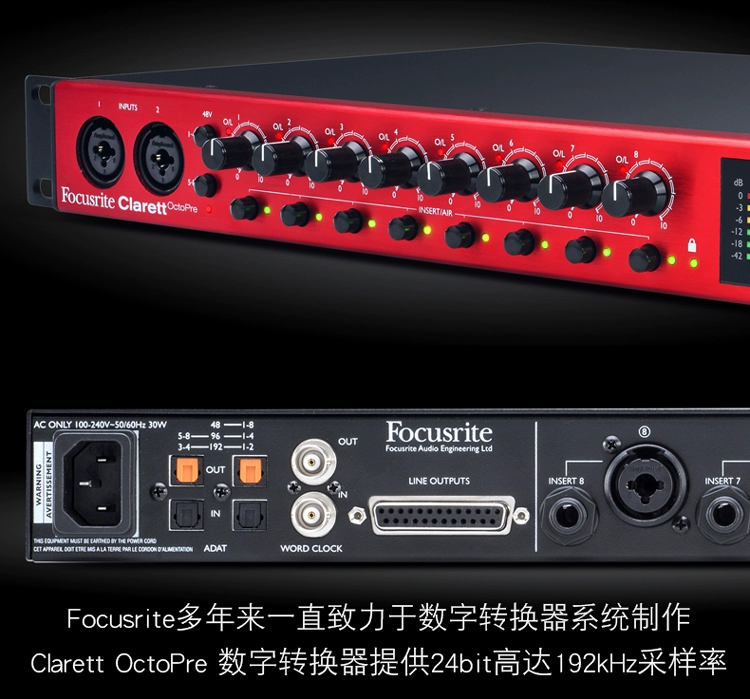 Bộ tiền khuếch đại nhạc cụ Foxter Focusrite Clarett OCTOPRE 8 kênh - Nhạc cụ MIDI / Nhạc kỹ thuật số mic