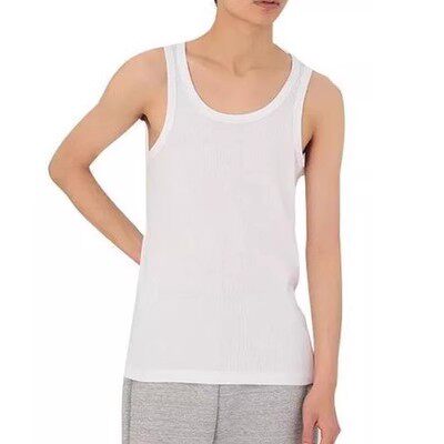 2-pack ຜູ້ຊາຍແບບຍີ່ປຸ່ນ unprinted Tianzhu ຝ້າຍ seamless ribbed sweat vest ຝ້າຍພື້ນຖານເສື້ອຢືດ sleeveless ສີຂາວ