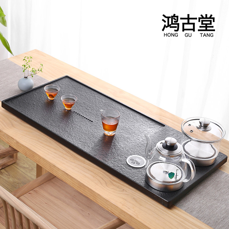 天然乌金石茶盘套装：办公室里的优雅茶艺新风尚🍵 -茶盘-淘宝百科网