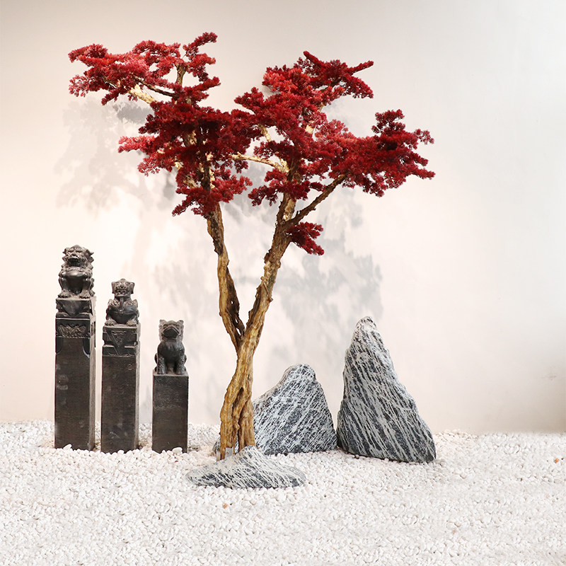 Custom simulation tree fake pine tree dry landscape simulation cliff cypress tree new Chinese style cliff cypress snow wave stone tie horse pile group scene