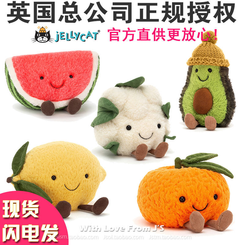 British jellycat fruit doll butter fruit plush paparazzi toast with egg pineapple watermelon pumpkin pear cherry