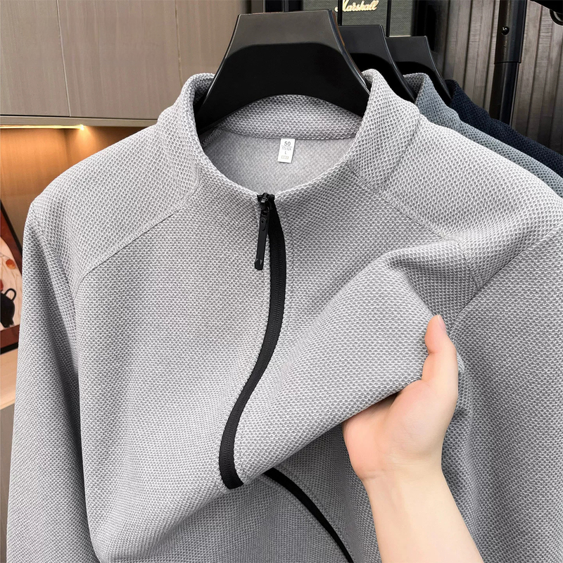 High-End 2026 Autumn and Winter New Style Stand-Up Collar Knitted Jacket for Men, Solid Color Zipper, Versatile Casual Outerwear for Commuting High-End 2026 Autumn and Winter New Style Stand-Up Collar Knitted Jacket for Men, Solid Color Zipper, Versatile Casual Outerwear for Commuting
