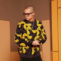 BIPOLAR round neck Smiley sweater loose lazy wind sweater mens autumn and winter thick sweater daily tide