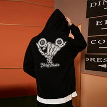 BIPOLAR Skull Skull Bracelet Cap Shirt Country Tide Autumn New Pint American Street Casual Loose Wear Jacket Man