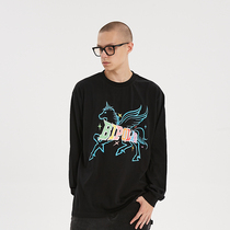 BIPOLAR × VEIGENG joint rainbow unicorn long sleeve national trend hip hop street casual loose t-shirt