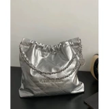 Цепь, сумка через плечо, вместительный и большой мусорный мешок, сумка на одно плечо, из натуральной кожи, в стиле Шанель, на цепочке, коллекция 2023