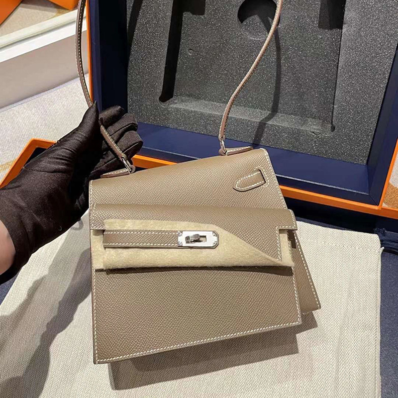 Fully Handmade Waxed Thread New Double-Sided Kelly Bag Ep Palm Print Leather Classic Versatile Fashion Shoulder Bag Birkin Bag for Women