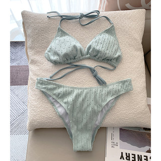 比基尼三件套纯欲风性感海边度假温泉小胸纯色无钢圈显白分体泳衣