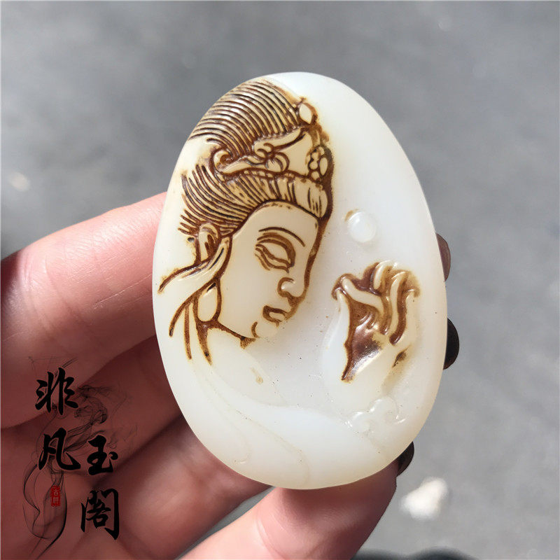 Imitation Qing Gao Guya to piece antique jade antiques antique outskin sculpture Yubi hang piece of old object