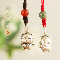 Pure silver cartoon zodiac cute male and female Guochao Meng Little Tiger Merchants Insurance Ping An Pendant Mobile Phone Chain Hanging Ornament Pendant