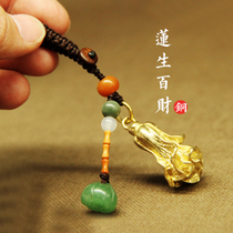 Pure copper brass gourd cabbage elephant male and female personality creative evil luck car keychain key pendant