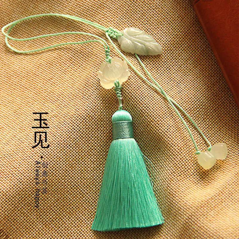 (Jade See Bookmark) Chinese wind Natural glaze jade retro flow su bookmark creative gift gift