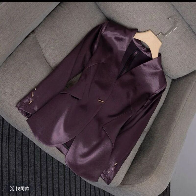 Clearance Sale: High-End Women's Blazer, New Spring/Summer Design, Slim Fit, Satin Texture, Elegant Suit Jacket