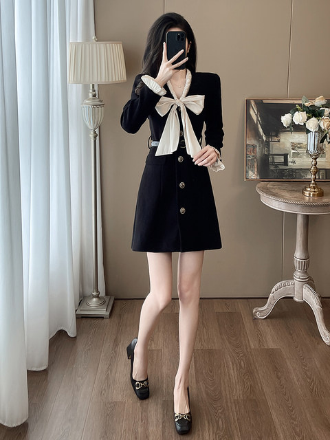Fashionable French Hepburn Style Little Black Dress for Women, Elegant and Mature Style, Goddess Style, Chanel Style Dress with a High-End Feel