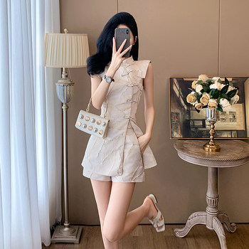 Summer Light Luxury Socialite Women's Clothing, High-End Retro Style, Petite New Chinese Style National Style Suit, Shorts Two-Piece Set