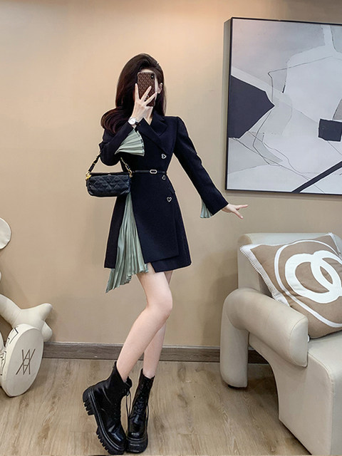 Autumn Long-Sleeved High-End Exquisite Dress That Flatters the Figure, Exudes a Mature and Elegant Vibe, Waist-Cinching Professional Suit Dress for Women with a Sense of Sophistication