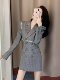 French-Style High-End Elegant Waist-Cinching Double-Breasted Blazer Dress, Niche Mature Lady Style Long-Sleeve Designer Dress with a Sense of Sophistication