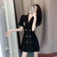 Summer small French style suit dress for women summer college style waist pleated suit dress