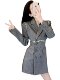 French-Style High-End Elegant Waist-Cinching Double-Breasted Blazer Dress, Niche Mature Lady Style Long-Sleeve Designer Dress with a Sense of Sophistication