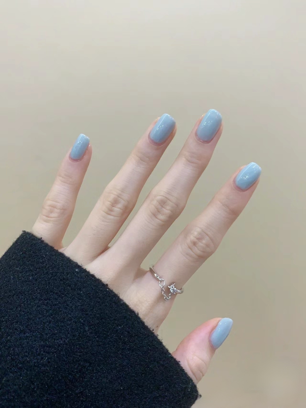 Purely Handmade Wearable Nails 2024 New Spring and Summer Fake Nails, Brightening Solid Color Short Style Simple Finished Nail Art Patches