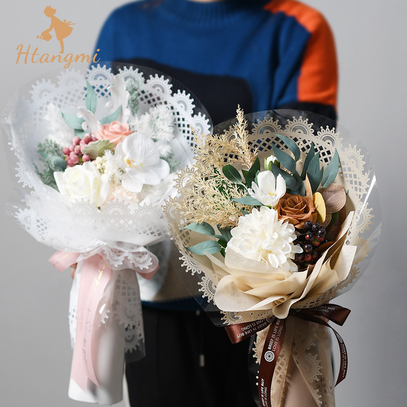 New bag flower paper lace thin mist paper opp translucent jelly film waterproof flowers wrapping paper bouquet art paper