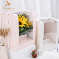 Mothers Day single-sided window Square hand-held flower box flower packaging gift box pvc transparent window flower box flower box flower box