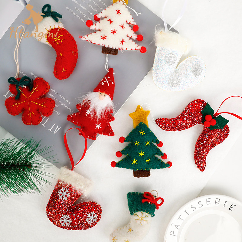 Christmas wool felt small pendant snowflake socks diy Christmas tree wreath decoration decoration holiday dress arrangement 2