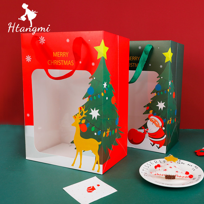 Christmas window tote bag cartoon doll Santa Claus gift bag peace fruit gift bag bouquet gift bag