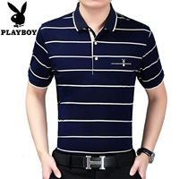 2018 Playboy áo thun ngắn tay nam hè hè doanh nhân lịch lãm quý ông bố lửng lửng tuổi trung niên 40-60 tuổi Áo phông nam hàng hiệu