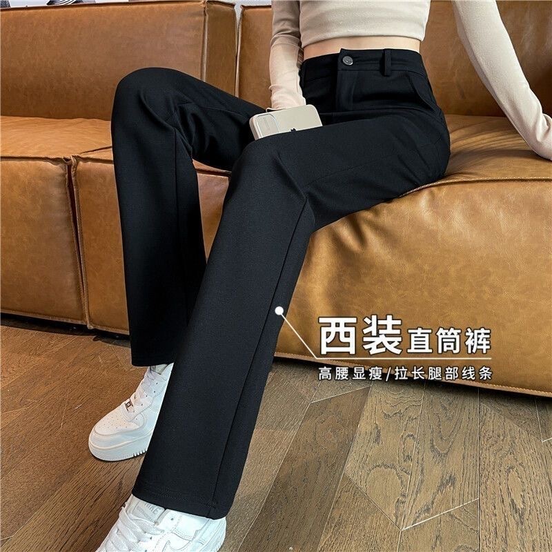 Narrow Straight-Leg Pants for Women, High-Waisted, 2026 Summer Thin Black Pants, Work Professional Office Casual Suit Trousers