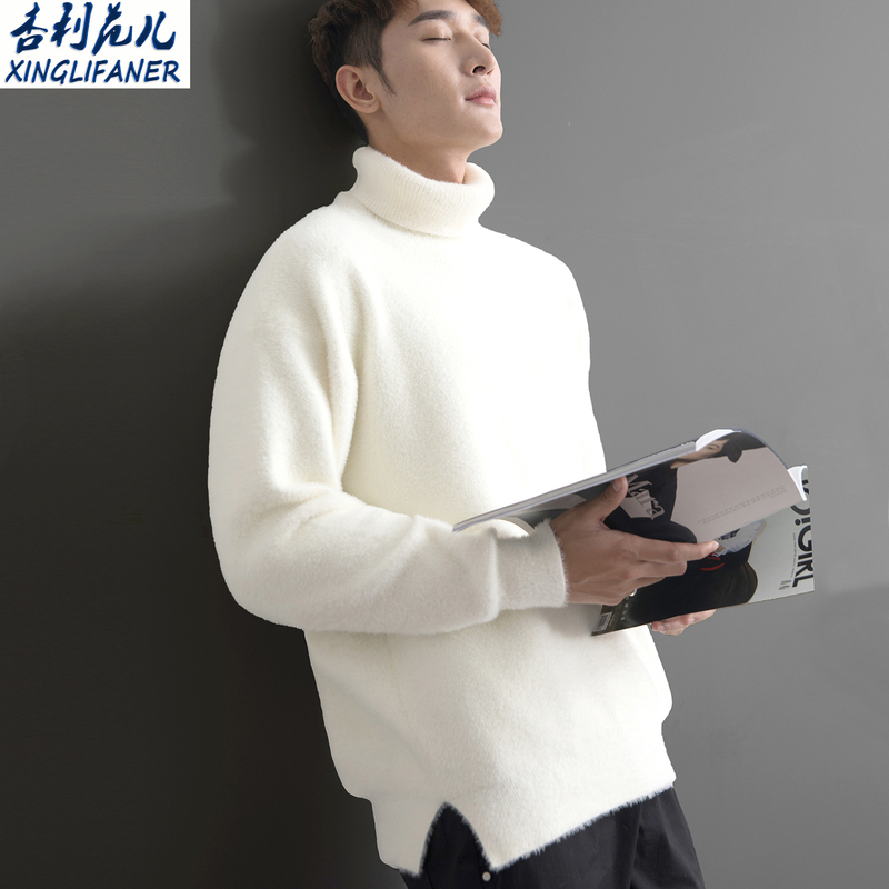 Machine Washable, Non-Pilling Mink Cashmere Turtleneck Sweater for Men, 2026 New Style, Loose, Lazy, High-End Feel, White, Thickened Base Layer Shirt Machine Washable, Non-Pilling Mink Cashmere Turtleneck Sweater for Men, 2026 New Style, Loose, Lazy, High-End Feel, White, Thickened Base Layer Shirt