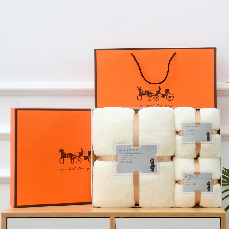Coral Velvet Towel and Bath Towel Three-Piece Set Wholesale Gift Set for Annual Events, Group Purchasing, Wedding Return Gifts, Gift Box Set