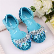 Ice Eicesarge Crystal Shoes Blue Pink Princess Shoes Aisha Children Grey Girl Crystal Shoes Low Heels Shoes